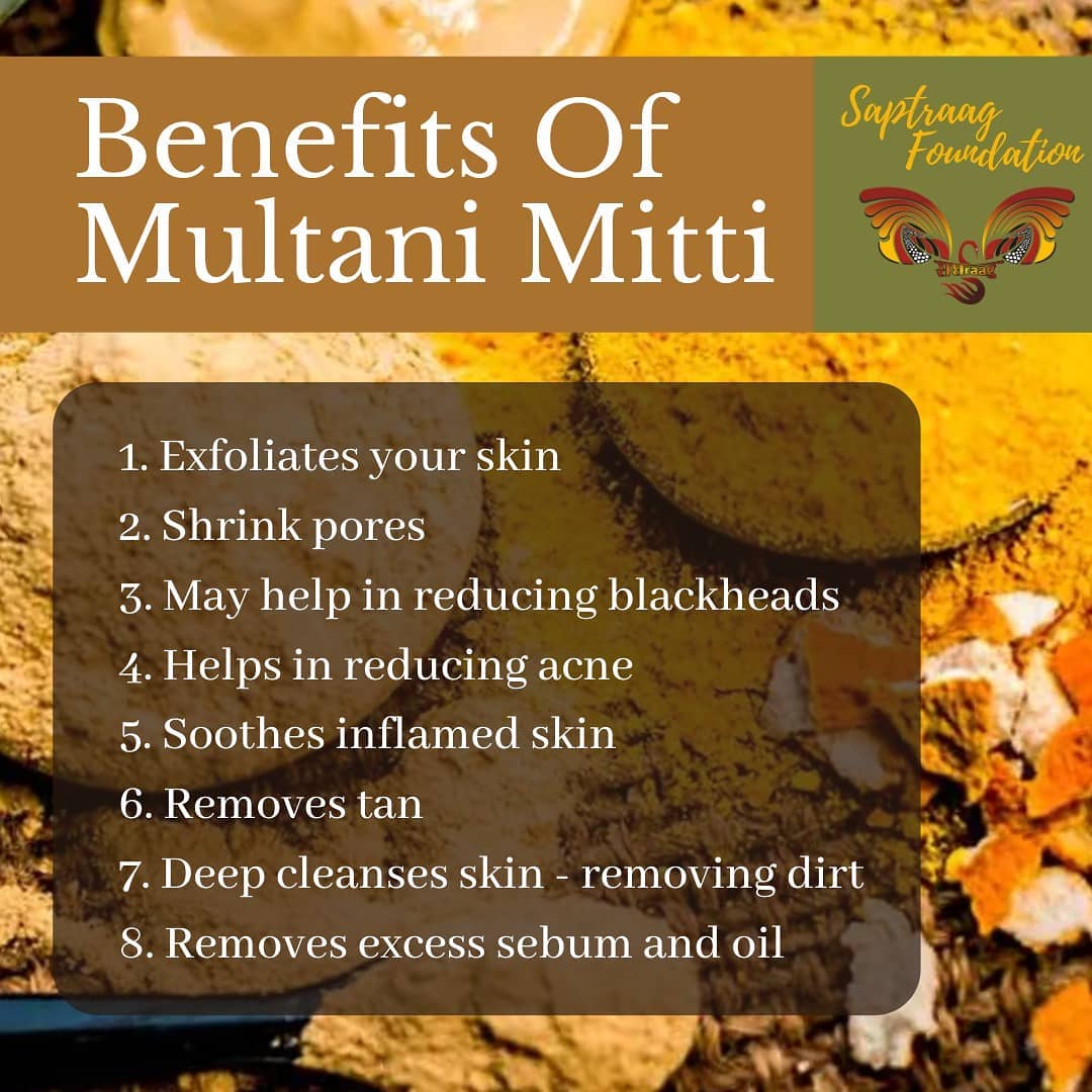 Afraid that the chemical products may affect your skin? Here we are, with a natural product- Multani Mitti, a one-stop solution to all your hair and face problems.
Visit: saptraag.com
#SaptraagFoundation
#OrganicImmunity
#SaptraagImmunity
#BuildYourHealth