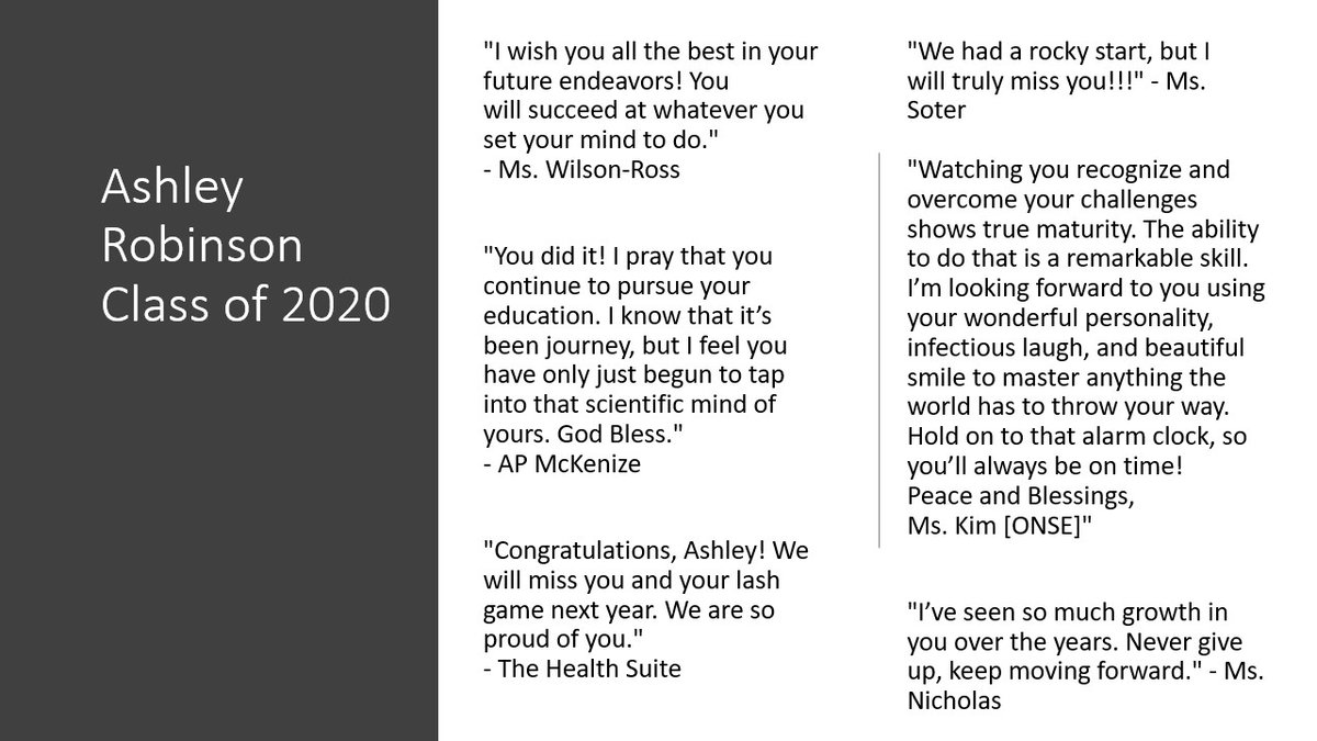 AnacostiaHigh's tweet photo. Ashley, We have watched you grow and push through challenges with success, so we know you can handle anything you come across.  Isaiah, We've only known you a year, but you showed us so much about how to stay laser focused and get goals accomplished.  Congratulations! #WhyAna https://t.co/e3nONPnHe3