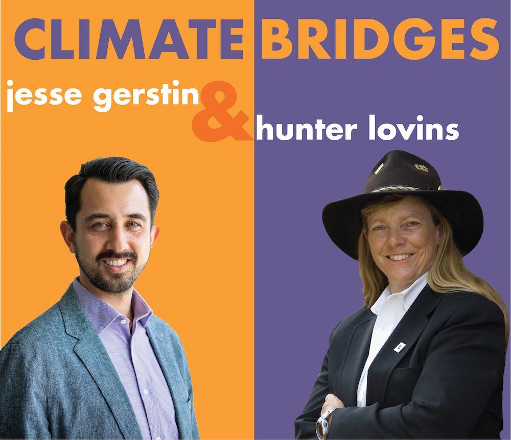 alliance4actn's tweet photo. Listen to the third episode of the #ClimateBridgesPodcast today 🎙️🎧! Check out the conversation between Hunter Lovins (giant in the #renewableenergy field) and Jesse Gerstin   (former director of the Clinton Climate Initiative)! 

https://t.co/RMEB9LoXp6 https://t.co/QyxcFa1VzK
