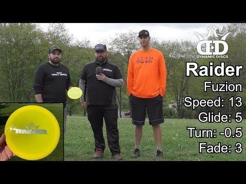 DiscGolfExamine's tweet photo. Are you ready to turn up the heat this weekend?  Today's disc review is the @DynamicDiscs  Raider in Fuzion Plastic.

Flight Numbers:
Speed: 13
Glide: 5
Turn: -0.5
Fade: 3

https://t.co/Ordv9WK5IJ https://t.co/VkGstsMIMf