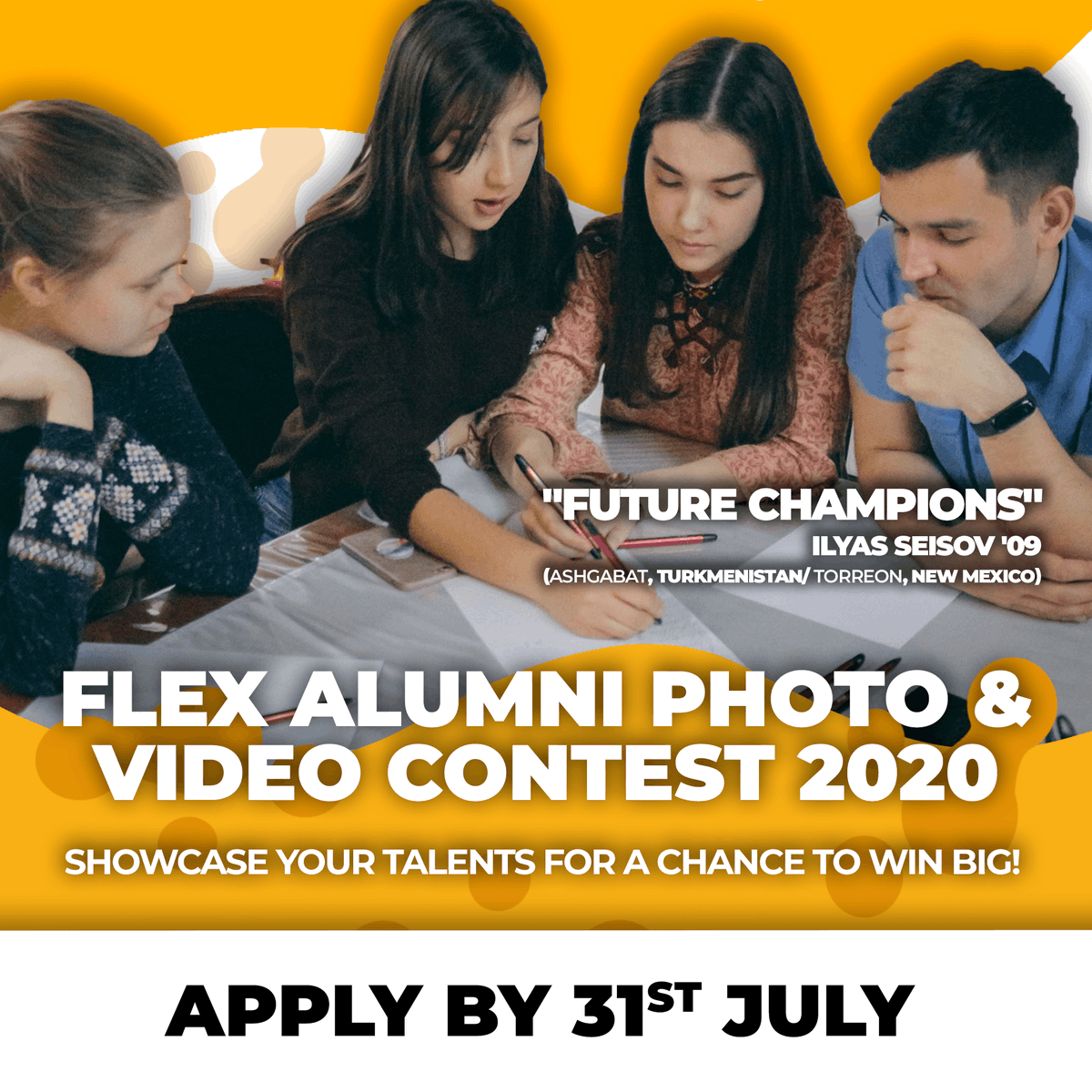 FLEXAlumni's tweet photo. 1 month left to submit your photos and videos for our 2020 Photo/Video Contest! Show us your dazzling content from FLEX Alumni events to win awesome prizes! Submit here: https://t.co/BCm14e1ImN

#2020FLEXPVC https://t.co/biVPKcl156