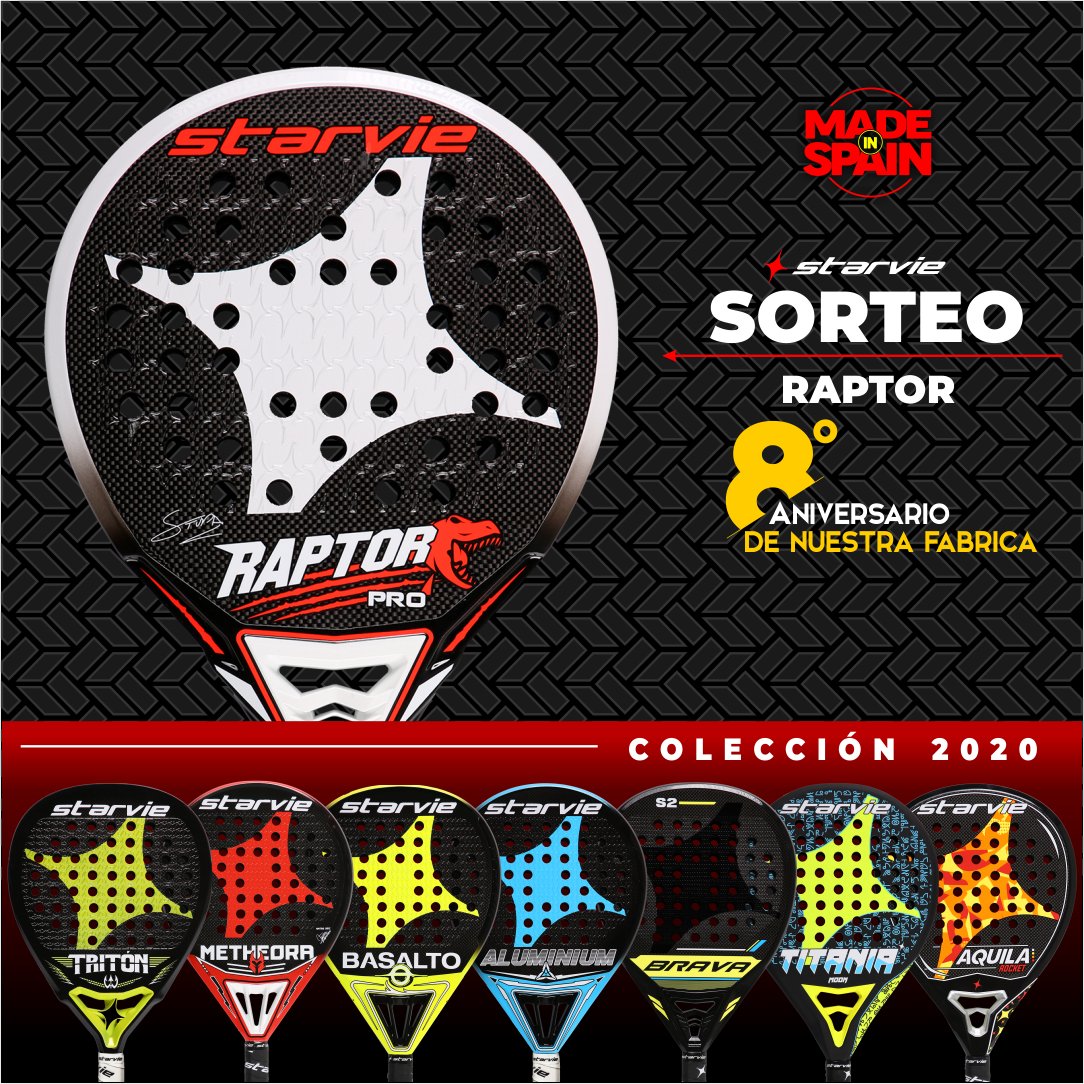 starviepadel's tweet photo. Tercera semana y...¡un sorteo más!🥳 Esta vez sorteamos la pala Raptor 2020
Para participar tienes que:
1. Seguir a @starviepadel y a @FrancoStupaczuk 
2. Mencionar a 3 amigos
3. Hacer RT
Suerte 🍀 
*Sólo envíos en Península 
Fin 9/7/20
Bases: https://t.co/ZAbkee7ZVZ https://t.co/59bRxIpfAa