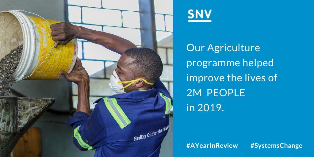 Last year, we improved the lives of 6.3M people living in poverty in 29 countries. In our agriculture programme, that's 2M people in 21 countries! 🙌#systemschange #SNVin2019 #ayearinreview
