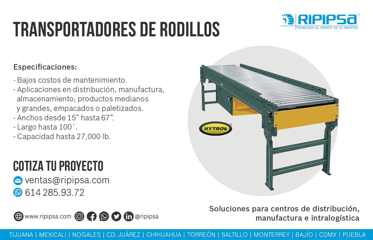 Ripipsa's tweet photo. Manejo de materiales o bandas transportadoras para mover fácilmente 📦 del punto A al punto Z
En Ripipsa Desarrollamos soluciones.
Cotiza aquí
📧ventas@ripipsa.com
Whatsapp Directo
📲 https://t.co/svHygh3MAX
🔽Catálogo🔽
https://t.co/QUWBlGwU9w
💙🤖
#Ripipsa #Manejodemateriales https://t.co/1PqWHGEQ7H