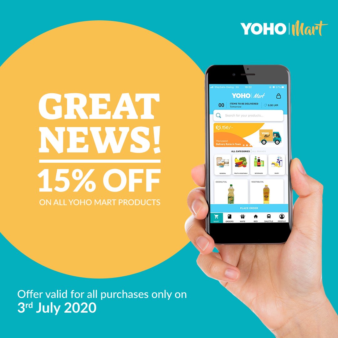 It’s a special Friday from Yoho Mart. 

Grab your Yoho Mart groceries on 15% OFF only on the 3rd of July. 

Hurry!!! Download the Yoho Life App to order now.