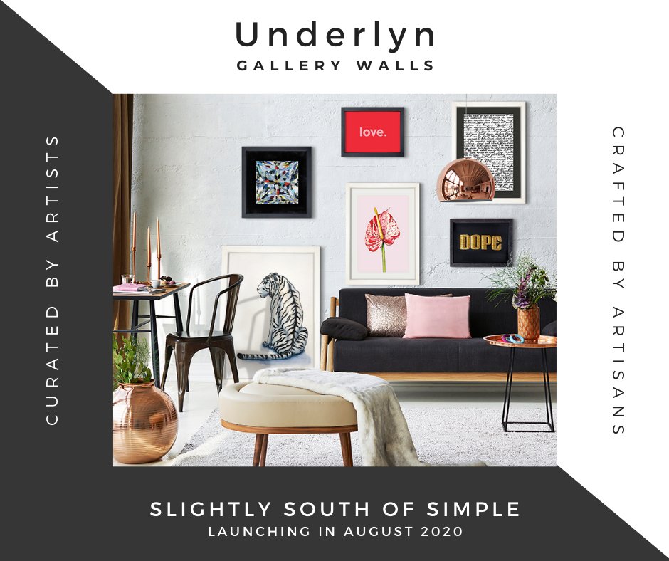 Presented here is 'Slightly South of Simple', a gorgeous gallery wall that adds intrigue, color & character to your space. Launching in August 2020. Follow us for exciting sneak peeks of everything Underlyn!

#gallerywallgoals #artsupport #modernartists #affordableart #artidote