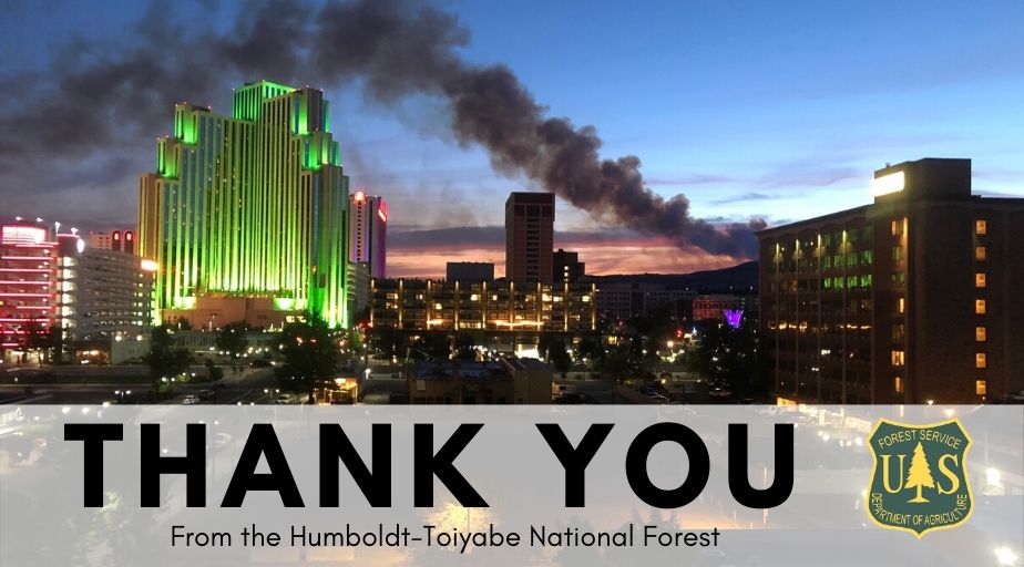 HumboldtToiyabe's tweet photo. The #PoevilleFire transitioned today from Uhlig’s NV Interagency Type 3 Team back to the local unit. The Humboldt-Toiyabe would like to give a big thanks to the Nevada Team 3 for all of their hard work! The fire is 95% contained and a BAER team will be evaluating the area. https://t.co/Kl33HspCN2