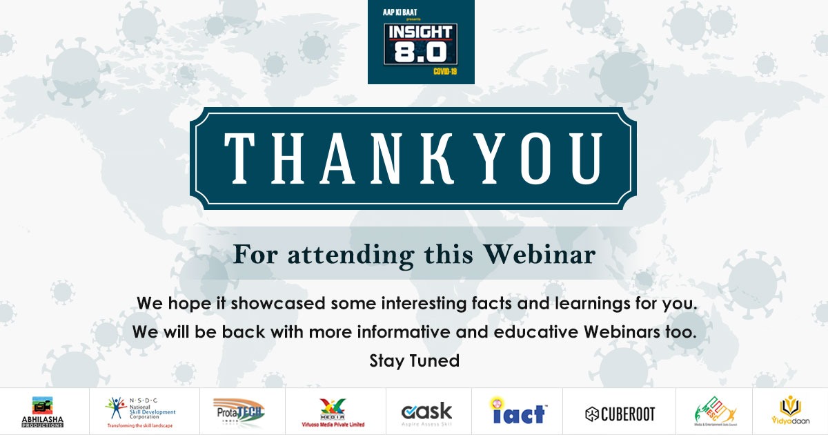 DDAapKiBaat's tweet photo. We would like to thank all our eminent speakers who took out their precious time today for #INSIGHT8.0 to enlighten us on the Outpace of Digital Platforms During COVID19: Challenges & Future of New Skills for Digital Media.
@SubhashGhai1 @edwardjolmos
#WebinarWithAapKiBaat https://t.co/HIdI4SdrFM