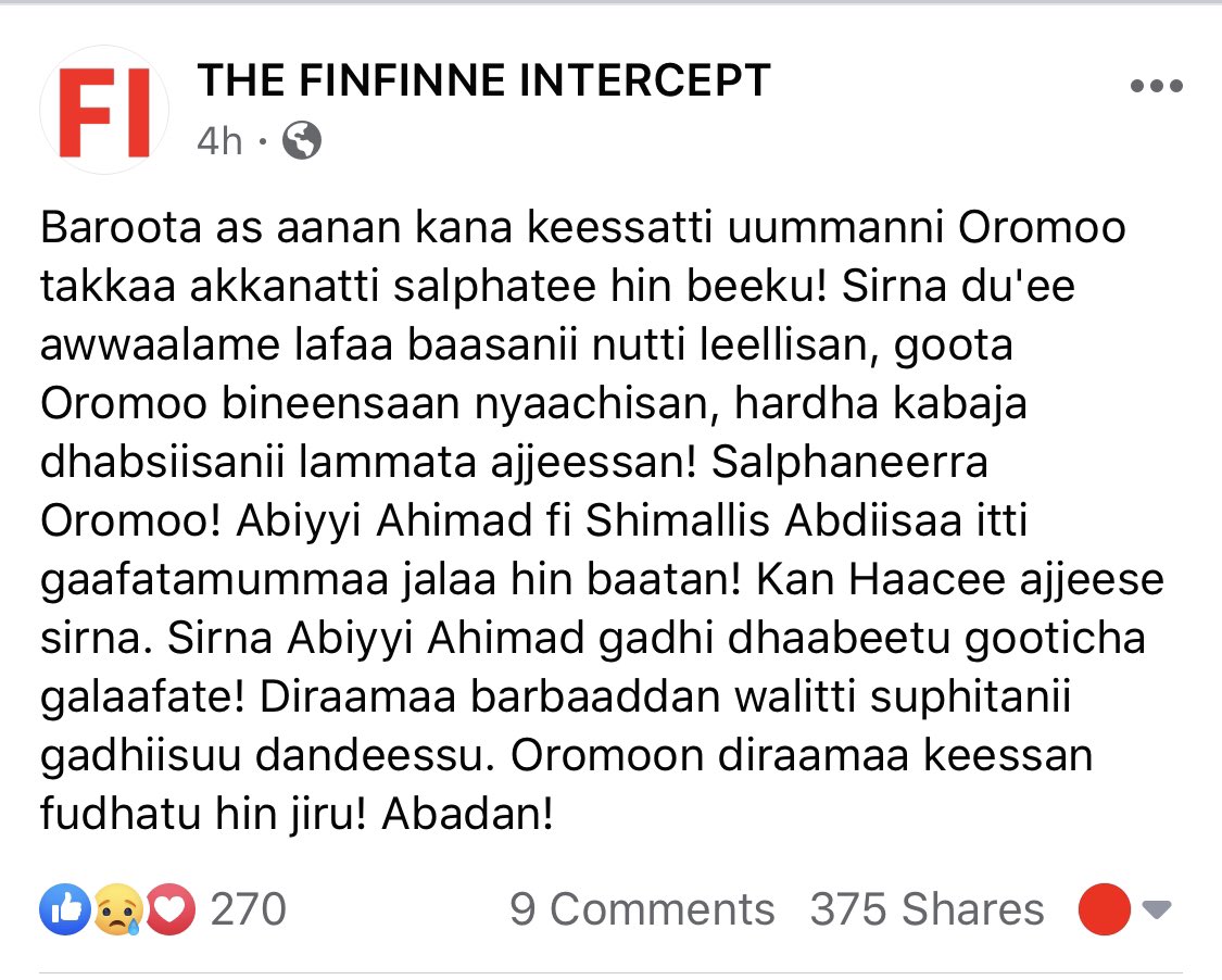 EverydayOromia's tweet image. #HaacaaluuHundeessaa #PoliticalAssassinations #AbiyMustResign 
#OromoProtests 
#NoMoreDrama #Oromia