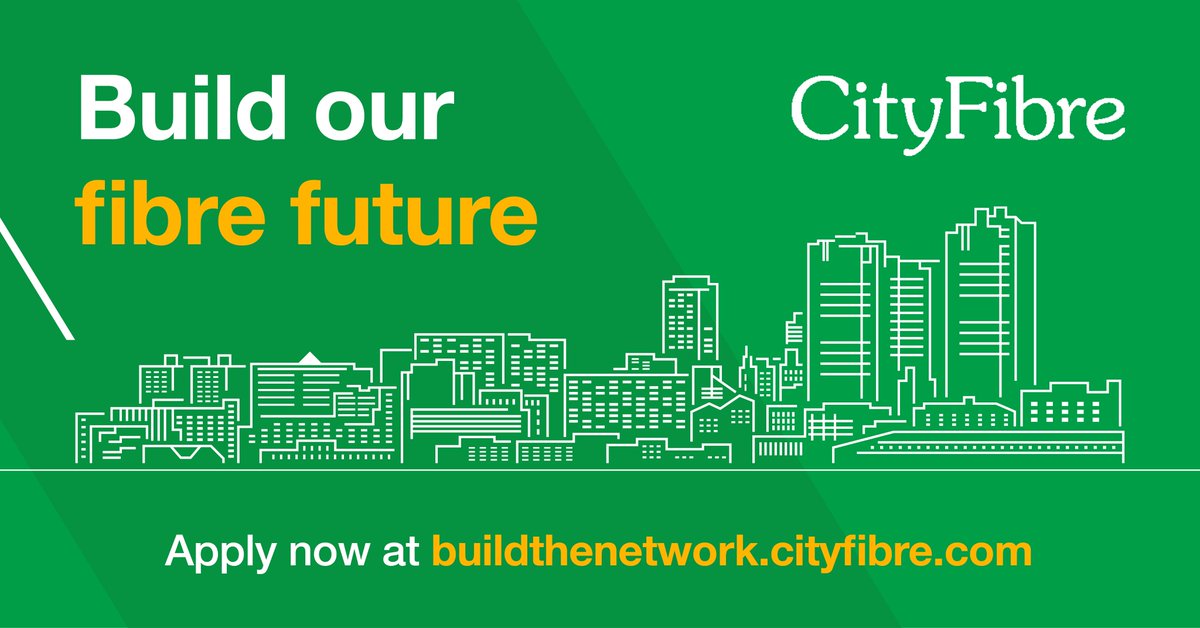 We're working with @CityFibre to help build the future of fibre. From aerial installation to underground cabling, splicers to supervisors, we've got opportunities for everybody, no matter your level of experience. Apply easily through our chatbot today: bit.ly/CityFibre2020