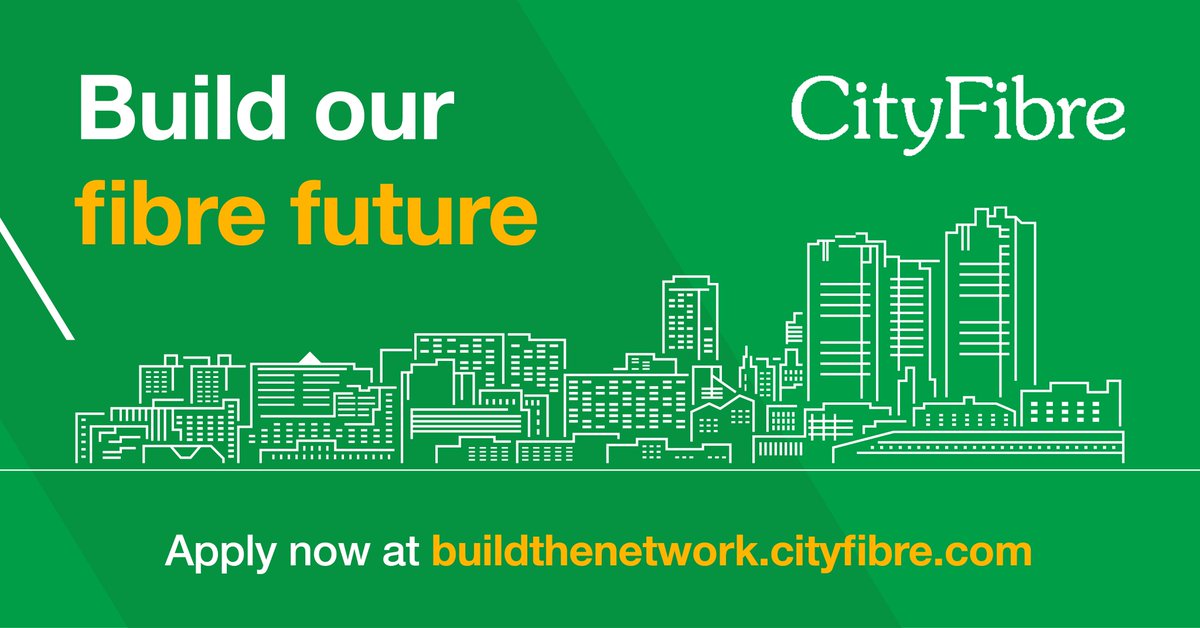 We're working with <a href="/CityFibre/">CityFibre</a> to help build the future of fibre. From aerial installation to underground cabling, splicers to supervisors, we've got opportunities for everybody, no matter your level of experience. Apply easily through our chatbot today: bit.ly/CityFibre2020