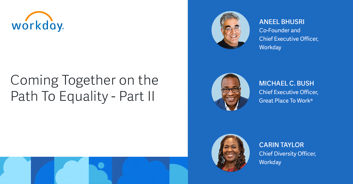 Join our Co-Founder and CEO <a href="/aneelb/">aneel bhusri</a>, CEO of <a href="/GPTW_US/">Great Place To Work Official</a> <a href="/MBushGPTW/">Michael C. Bush</a>, and our Chief Diversity Officer Carin Taylor for a candid conversation about #diversity and #inclusion in the workplace, on July 8th at 10am PT: bit.ly/2ZuC38X #wdaywebcasts