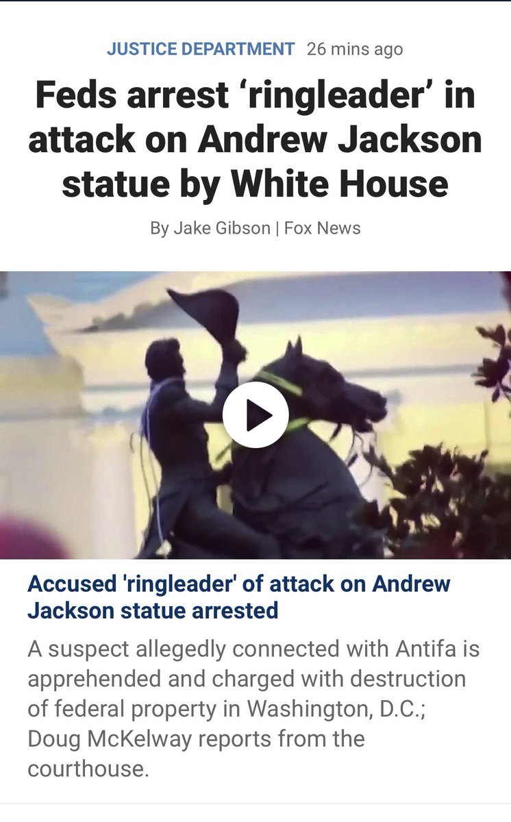 4563 https://www.foxnews.com/politics/feds-arrest-ringleader-in-attack-on-andrew-jackson-statue-by-white-house"These sources add that Charter has connections to Antifa…"Q