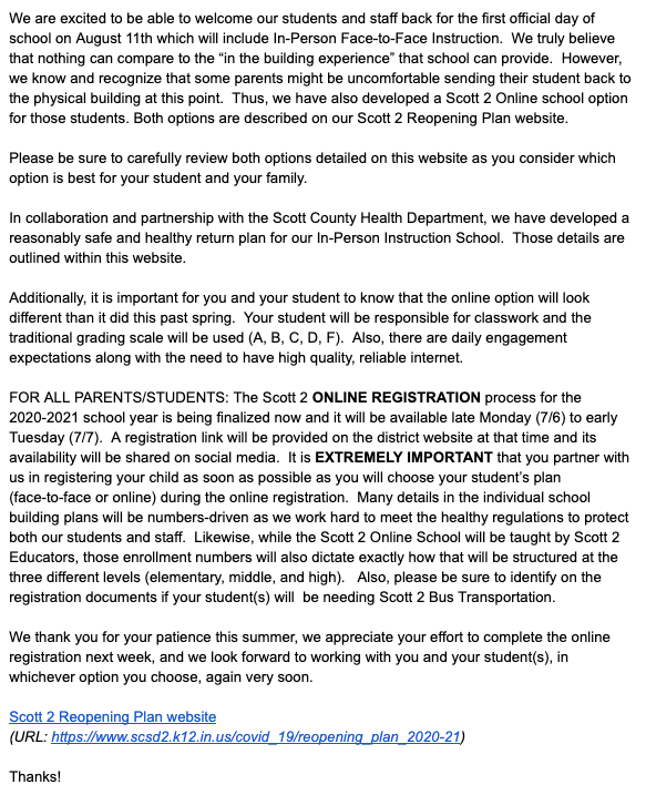 Reopening Plan for the 2020-21 school year is now available! scsd2.k12.in.us/covid_19/reope…