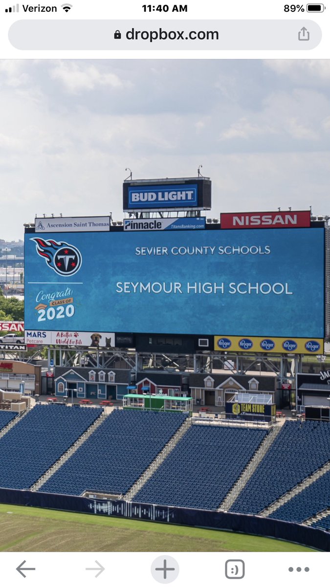 seyhigheagles's tweet photo. Appreciate Tennessee Titans for recognizing SHS 2020 graduating class on jumbo tron! #🦅 https://t.co/h74riTDs6D