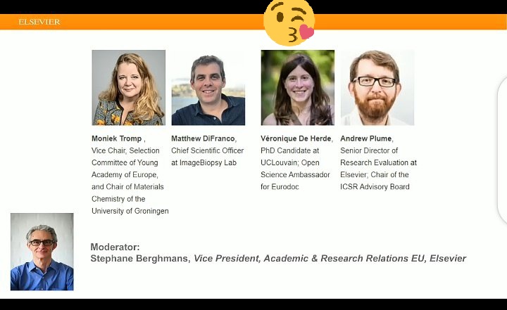 The panelists were wonderful and knowledgeable. Stephane Berghmans did a great job moderating the webinar . Once again, I identified with Veronique De Herde, PhD candidate and  @openscience ambassador for  @Eurodoc #MyResearchJourney @ElsevierConnect  @AcademicMindset