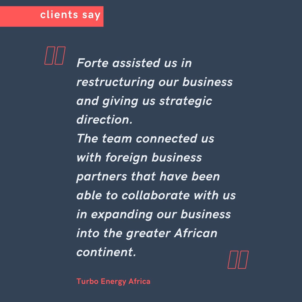 forteconsult_'s tweet image. We create strategic solutions for our clients globally. 
⁣
Providing an introduction to a strategic partner who can help execute the solution, this only bolsters the service we provided.
⁣
#solutions #strategysolutions #businessrestructure #restructuring #africabusiness #africa