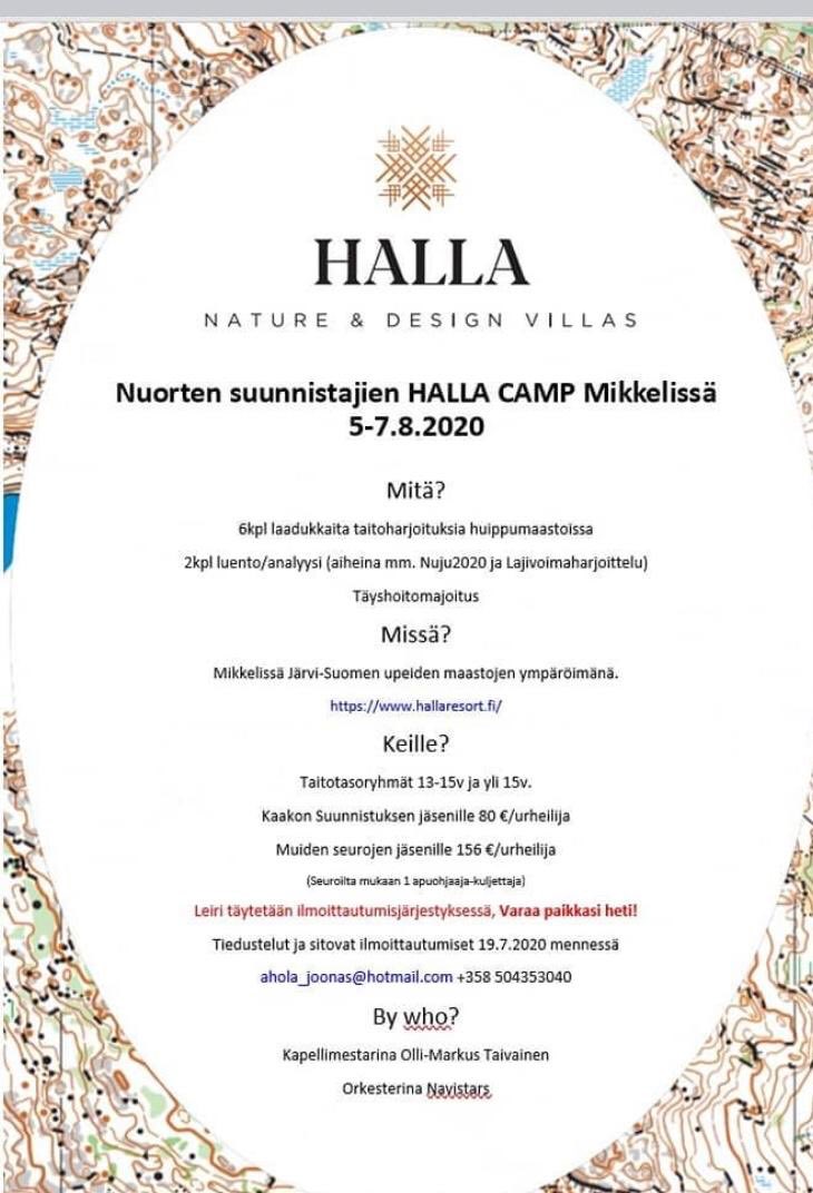 Nuorten suunnistajien taitoleiri HallaCamp jälleen Mikkelissä 5.-7.8.20. Varaa paikkasi heti! #hallacamp #hallaresort #navisuunnistus #energiaaelämään