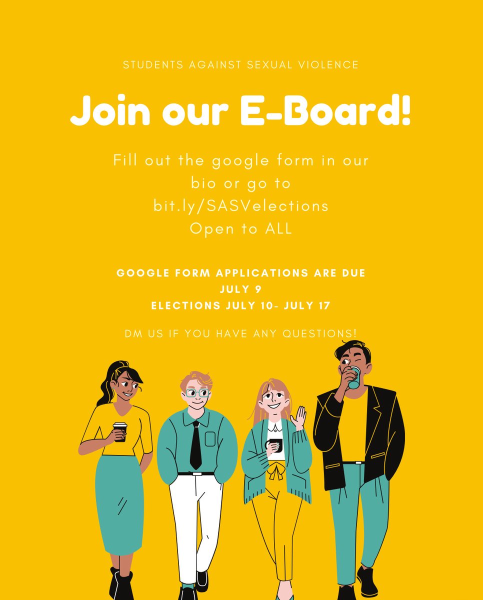 Calling all Davidson student activists interested in being leaders in the anti-sexual violence movement on campus!  Submit your statement before July 9 to run for a position. bit.ly/SASVelections