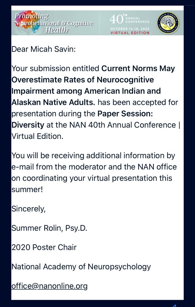 So excited to announce my #Diversity Paper Session @NANneuropsych which discusses deconstructing whiteness and its implications for American Indian and Alaskan Native Adults in Clinical Neuropsychology

#RepresentationMatters
#NativeInSTEM 
#diversityinSTEM 
#ScienceRising