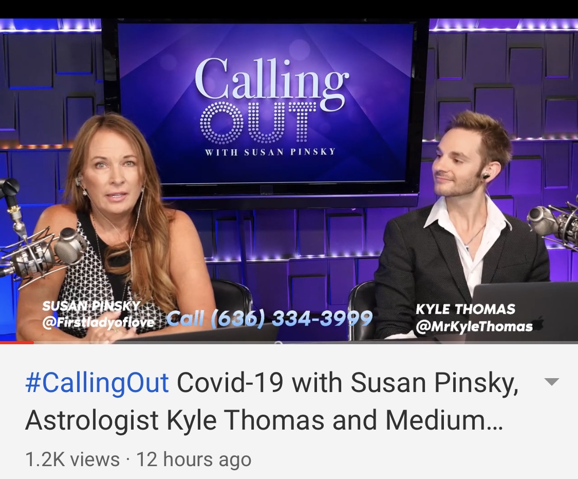 Firstladyoflove's tweet photo. Except for Mercury in Retrograde, and the spirits who like to turn on random cameras at the beginning of shows, this is great #CallingOutWithSusanPinsky! With Astrologist Kyle Thomas and Medium @CaliseSimone! https://t.co/UErbabxJB9 https://t.co/lWzeHfU2Vt