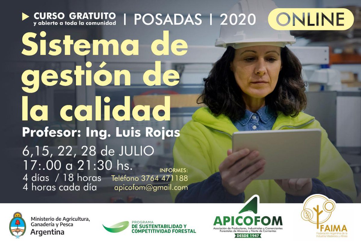 apicofom's tweet photo. APICOFOM organizó un nuevo ciclo de capacitaciones con dos temas muy importantes para el sector foresto industrial: “Sistema de Gestión de Calidad” y “Seguridad e Higiene”. Más info en https://t.co/w7DDSrOOFz https://t.co/M4763Z7BlG
