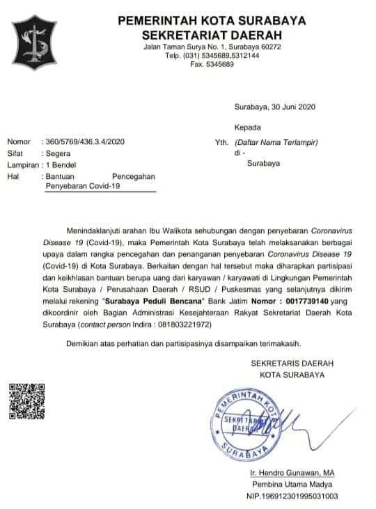 dwiariadykusuma's tweet photo. @kurawa @jokowi ada lagi yg sedang jadi ramai jd pembicaran warga srby bung @kurawa yaitu adanya surat yg isinya agar ada partisipasi bantuan di lingkungan Pemkot. Akhirnya netizen olok2 cara minta2 ini. sangat disayangkan. https://t.co/xa7yftYfP7