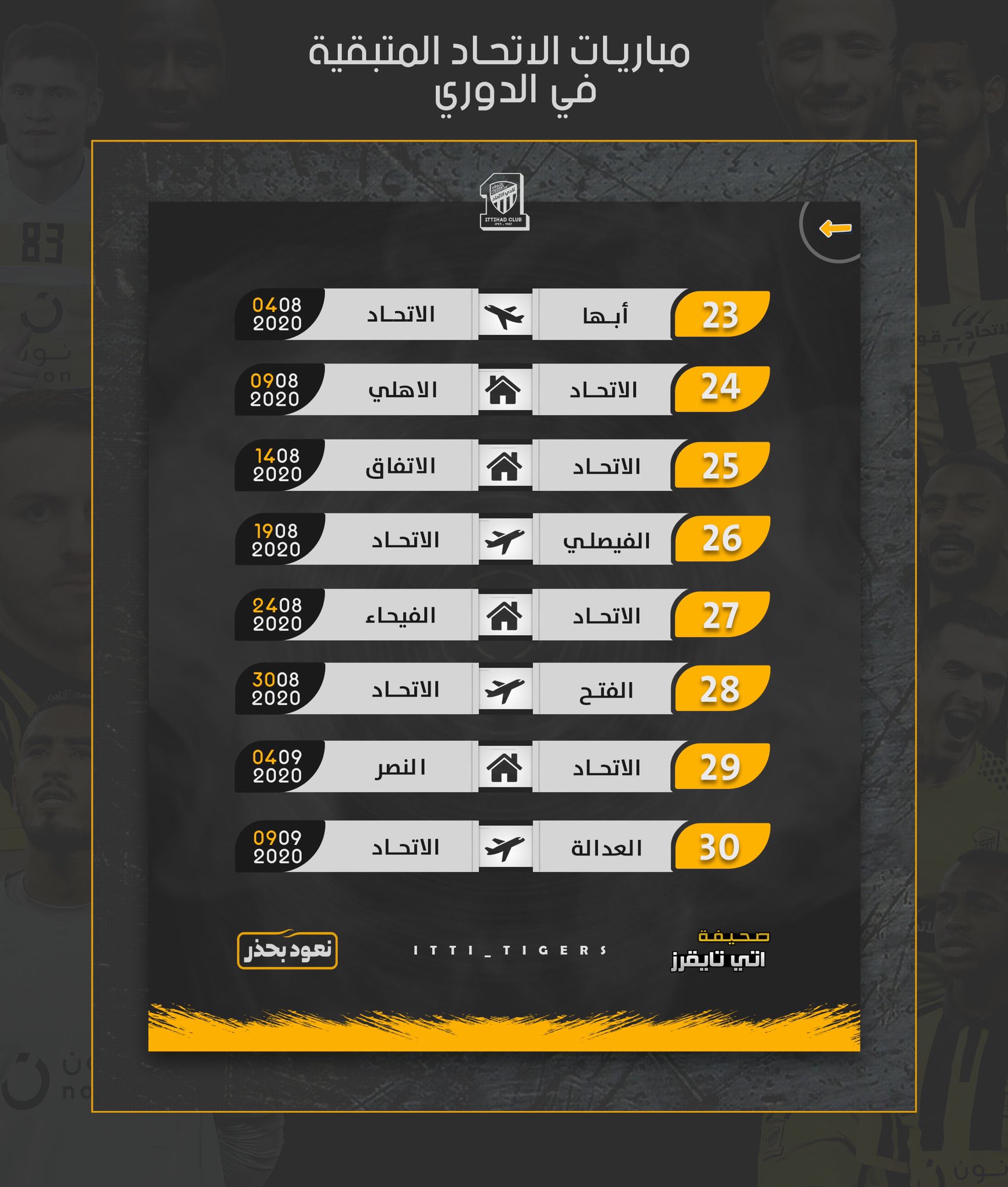 المباريات المتبقية للاتحاد