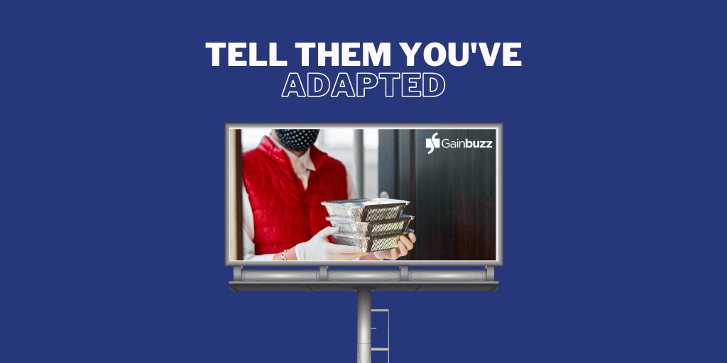 gainbuzz's tweet image. 📣Shout out loud about your adapted business through a billboard. Tell your customers on the road about your new business hours or delivery options. Click here to get started: gainbuzz.com
#advertisingmadeeasy #billboardadvertising #ooh #reopenamerica #adverse #COVID19
