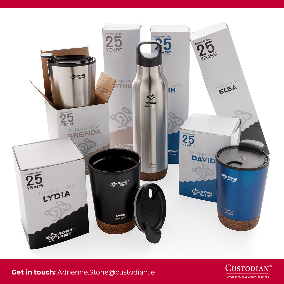 Make it Personal! Ensure there is no mistaking your bottle or coffee cup in the office with individual name printing &amp; engraving.  Personalised drinkware also makes a great gift for that special client. Please contact us to find out more: Adrienne.Stone@custodian.ie