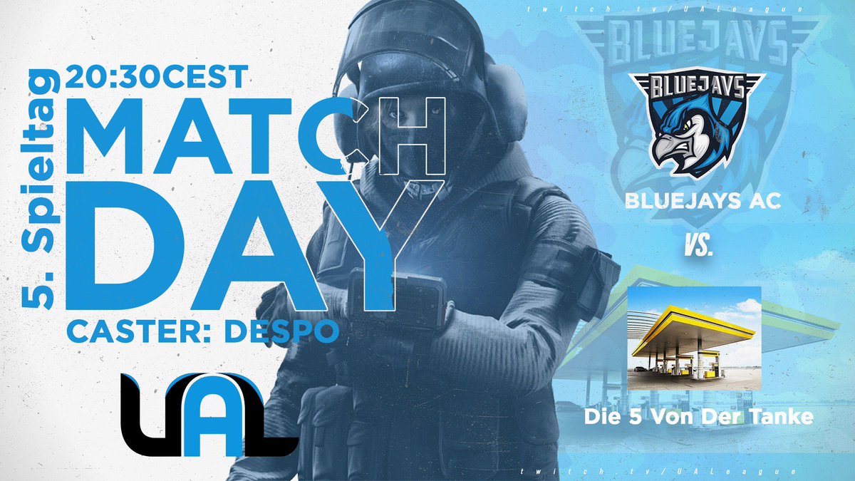 UALeague Season #1

Matchday! Heute um 20:30 spielt der Tabellenführer <a href="/BLUEJAYS_Sports/">BLUEJAYS</a> gegen das zweitplazierte Team @Die5VonDerTanke!

⏰20:30
🏆Twitch.tv/UALeague
🎤 <a href="/Despo84/">Despo</a>