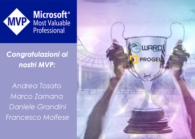 4wardit's tweet photo. 4ward+PROGEL=4! #Strongertogether
Congratulazioni ai nostri colleghi @Andrea Tosato, @Marco Zamana, @Daniele Grandini e @Francesco Molfese, il titolo di Microsoft MVP. Ancora una volta viene riconosciuto il loro  brillante impegno e contributo nella Community
  #MVPAward https://t.co/tgu91Nt29V