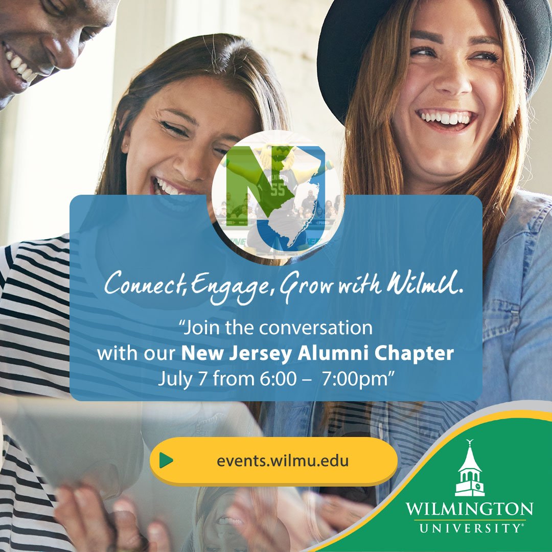 Calling all #NewJersey alumni. #Connect with other #WilmUAlumni in your area and find out what's happening at WilmU next Tuesday, July 7th at 6:00pm. Click to join! bit.ly/2VARQ4I