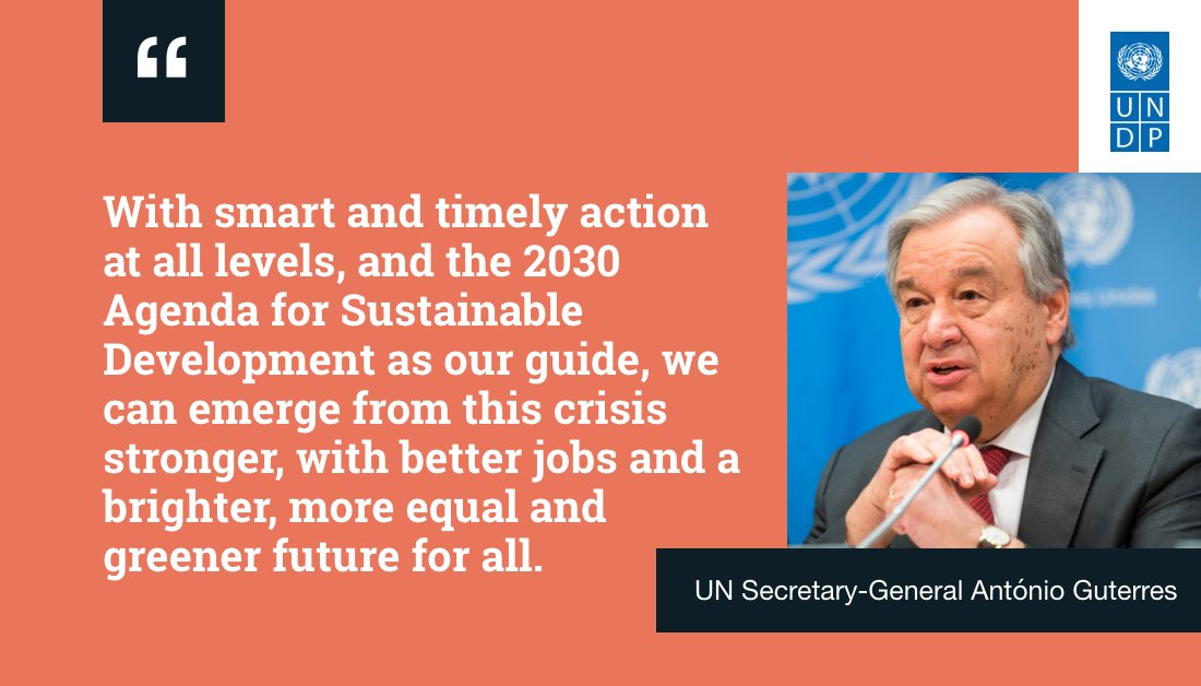 UNDP's tweet photo. Getting “back to normal” isn't feasible b/c “normal” got us here in the 1st place. #COVID19 has shown us how deeply connected we are to others &amp; to the planet. With the #SDGs as our 🗺, we can design a brighter, more equal and greener future for all: https://t.co/NBJNuUrSIP https://t.co/N747RzXOJy