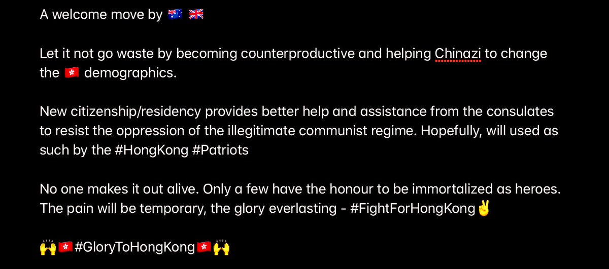 Fight for Hong Kong 🇭🇰 

Stand with Hong Kong 🇭🇰