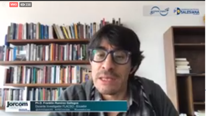 marialorena_25's tweet photo. #JorCom3 | El Ph. D. Franklin Ramírez.  Inicio su ponencia  dando una reflexión Entre la pandemia y Estado de Excepción #OpiniónPública https://t.co/OWVKb70AzI