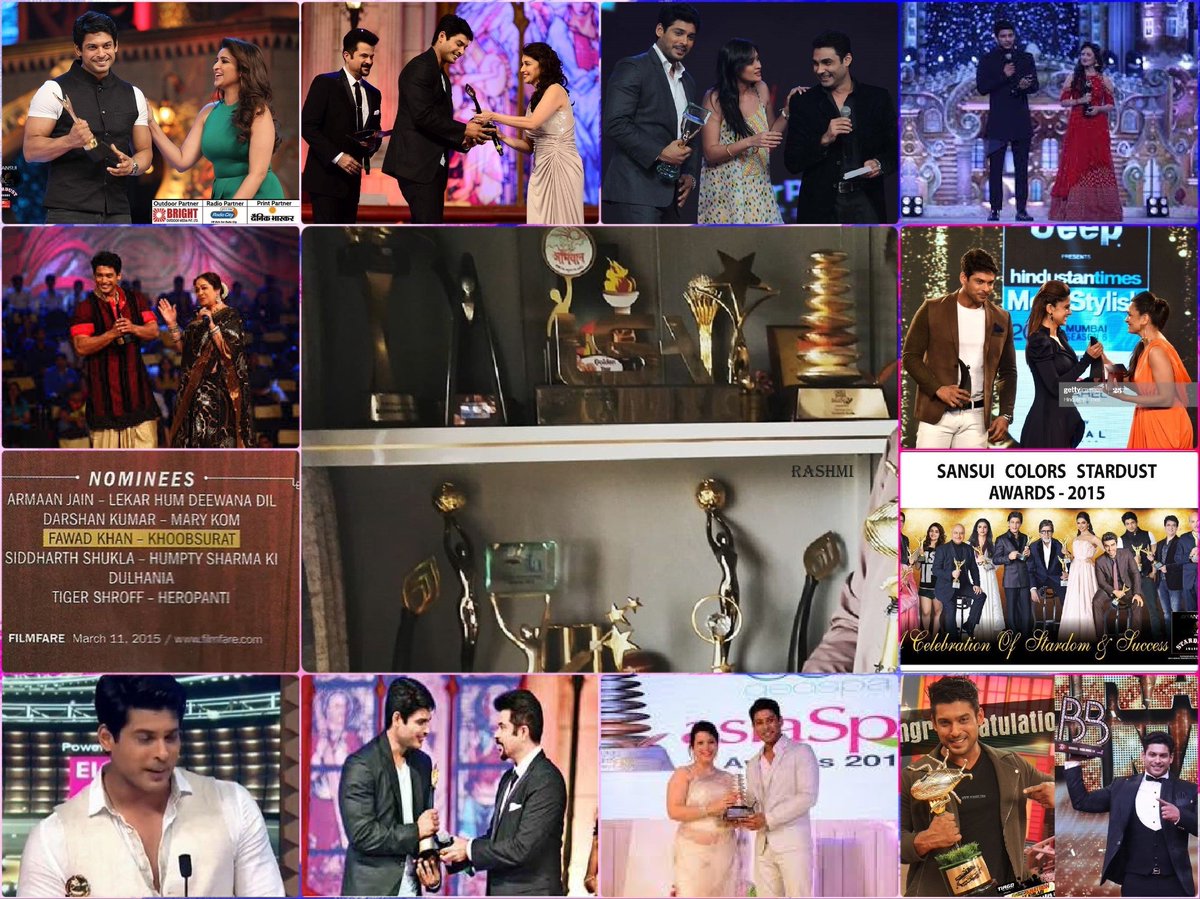 Awards and recognitions. A proud owner of a cabinet full of trophies!!4 Golden Petals, most fit actor Gold award, Stardust, HT Most Stylish actor, a Filmfare nomination and many more!!The coveted BB and KKK trophies. #SidharthShukla  @sidharth_shukla