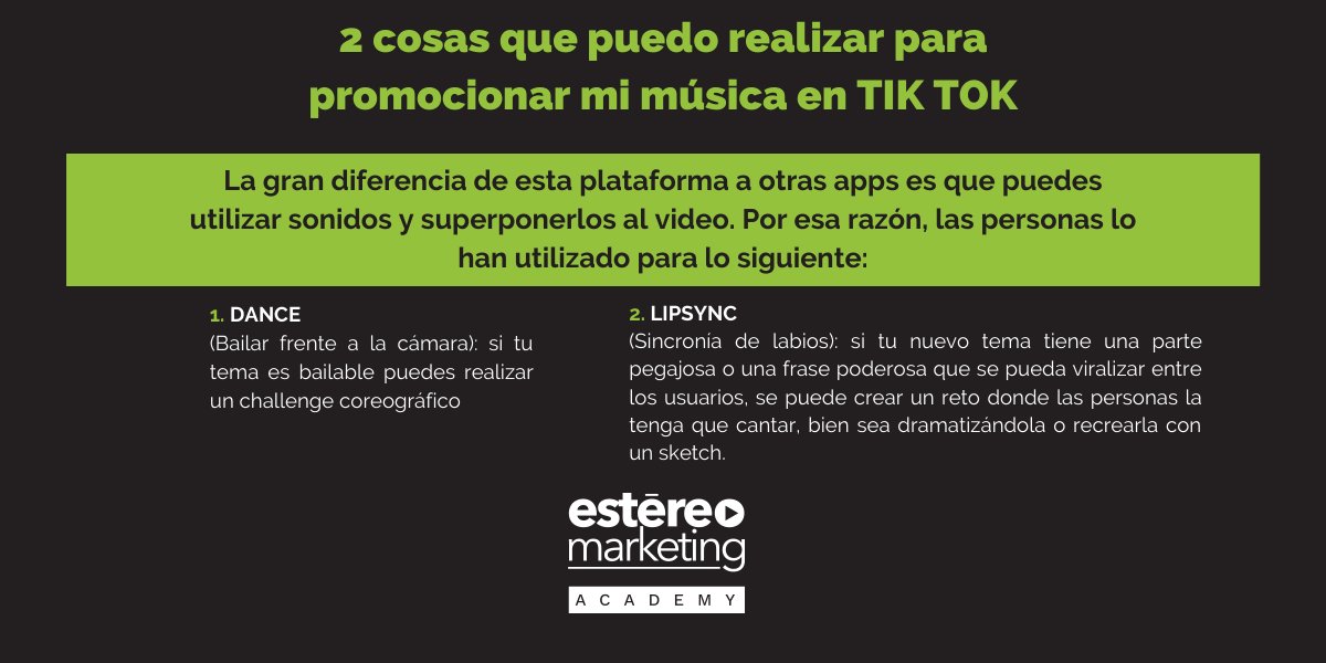 EstereoMkt's tweet photo. ¿Quieres obtener la guía "Tik Tok para Artistas Musicales" donde ampliamos la información para que puedas promocionar tu música en la plataforma e impulsar tu proyecto musical? ¿Si? Únete a nuestro canal de Telegram haciendo clic aquí 👉 y descargala https://t.co/blb9lDM7yi https://t.co/GDOHv7KxaI