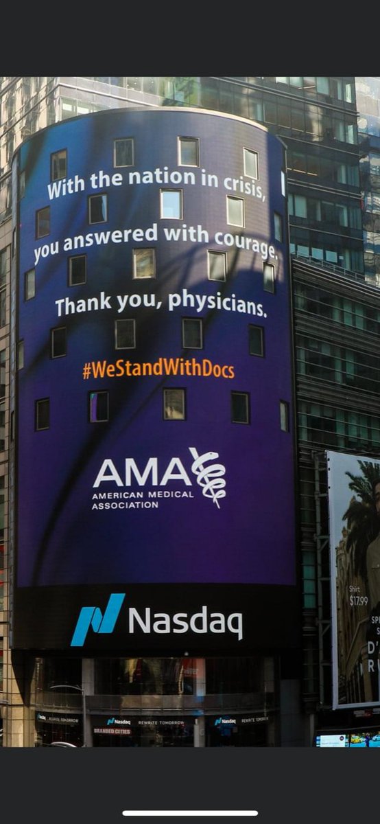 Just went up in Times Square!  Very appropriate and nice for all the worthy healthcare heroes! #WeStandWithDocs <a href="/AmerMedicalAssn/">AMA</a> <a href="/Nasdaq/">Nasdaq</a> @NasdaqTech <a href="/Health2047/">Health2047</a> #COVID #COVIDー19