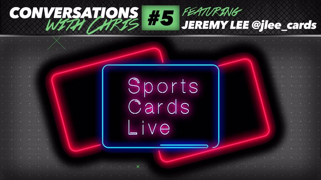 SportsHobbyCult's tweet photo. 🎧🎤Conversations with Chris #5 with special guest Jeremy Lee - premieres tonight at 10 EST / 7 PST on #HouseOfJordans YouTube! @HouseOfJordans #convoswithchris #cwc #conversationswithchris #houseofjordans #thehobby #cardladder https://t.co/GBvwa6Q872