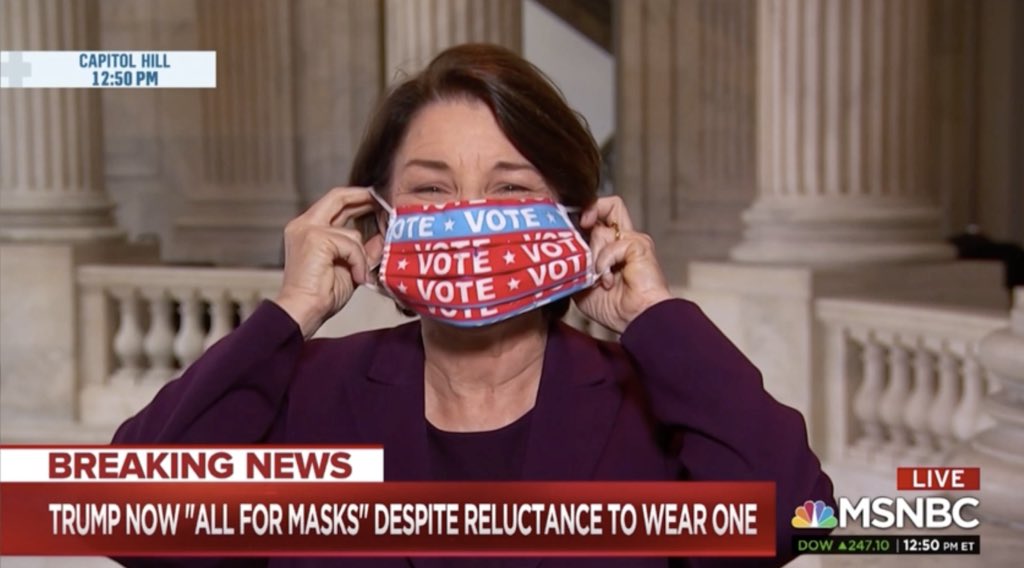 A mask...with a message! Vote! Fun to wear a mask made by @LeahAGarrett, who was an organizer for my campaign.