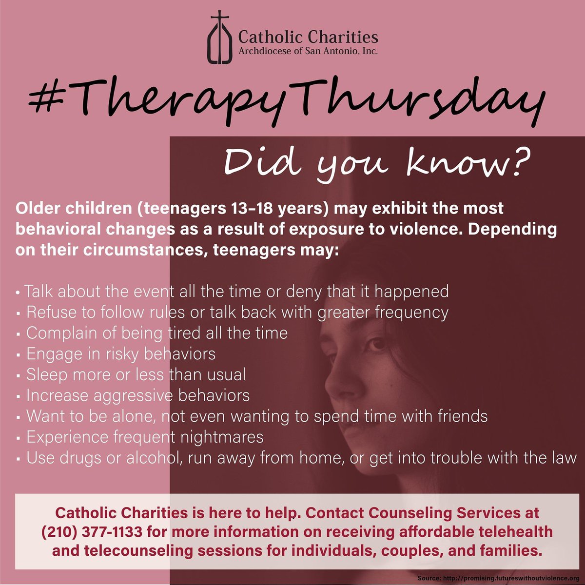 CathCharitiesSA's tweet photo. Today we are launching #TherapyThursday. We want to offer you #insight and tips as we #walk #together during these unprecedented times.
Please remember that our #Counseling Services team is here for you! Learn more at https://t.co/IDNWkdYVE1
#CCSAAlwaysServing https://t.co/63muw3ajjN