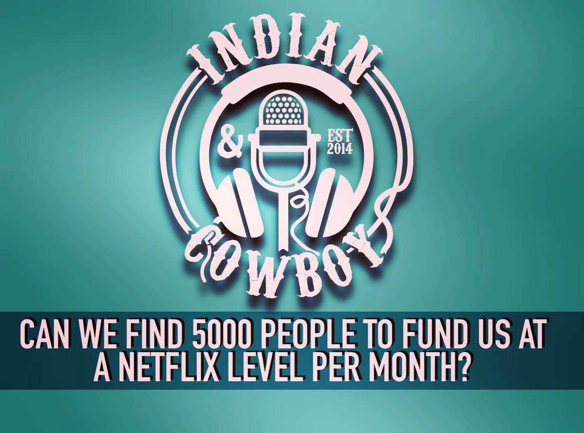 indianandcowboy's tweet photo. We are just $155/month short in our next membership goal - technical production help and gear upgrades for podcasts. We need your help getting there! #IndigenousStoriesEverywhere https://t.co/5cJ3oTFZc7