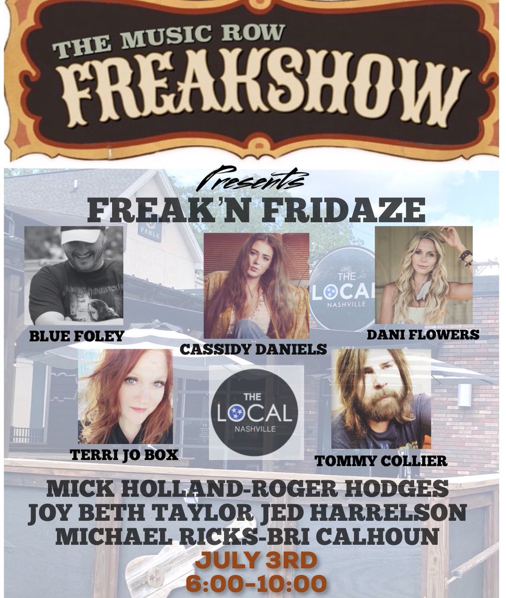 TOMORROW! #thelocalnash <a href="/cassidydanielss/">Cassidy Daniels 🎶</a> <a href="/thetommycollier/">Tommy Collier</a> <a href="/Bluefoley/">Blue Foley</a> @rogerhodges @mickhollandsong @joybethtaylor