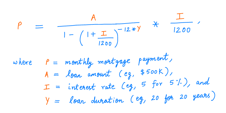 8/And here's a formula to calculate monthly mortgage payments, along with an example.The tables above were created using this formula.