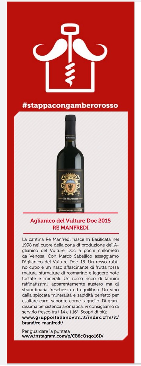 GFrancoManfredi's tweet photo. #Rossorubino cupo, naso affascinante di #fruttarossa 
matura, soffi di rosmarino, cenni 
tostati e #minerali . Ricco di #tannini 
raffinati, austero ma di 
straordinaria freschezza ed equilibrio. Spiccata #mineralità e #sapidità, perfetto per 
esaltare l’ #agnello

#ReManfredi https://t.co/XQAa2lcVef