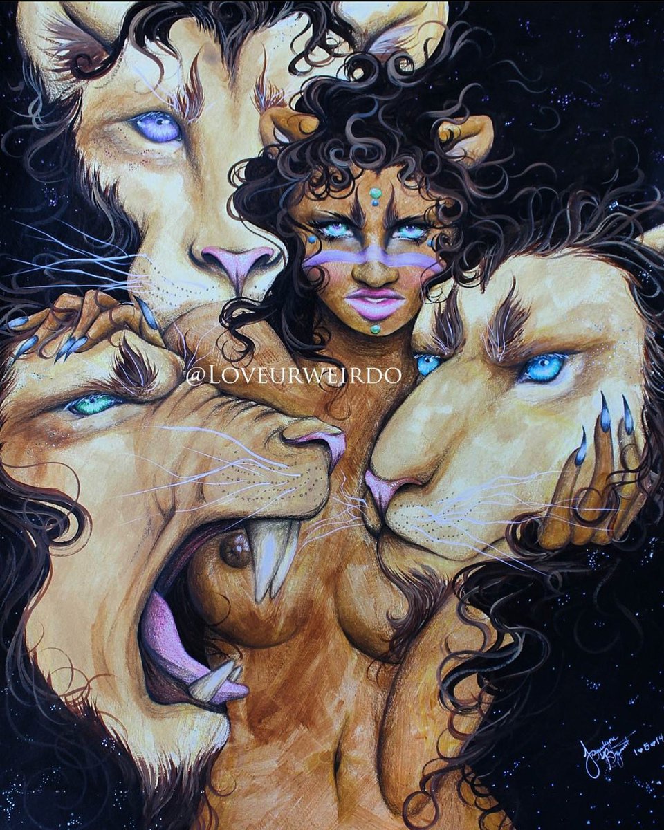 'Lion Soul” 
Prints on Loveurweirdo.com #linkinbio #fantasy #liongoddess #goddess #blackwomen #blackgoddess #queen #blackqueen #maryland #talent #talented #youngblackandgifted #gifted #blackandgifted #fantasyart #painting #lionart #lion #dmv #dmvartist #blackartist