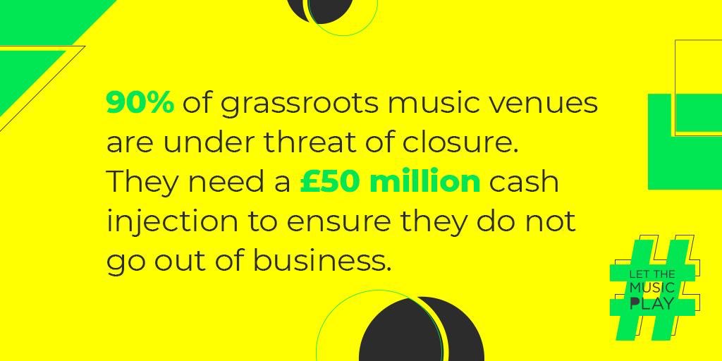 2) Music not only provides people with joy, but it also allows thousands to survive and to create. This neglect of the music industry is devastating and ignorant, and many venues are on verge of closing down.