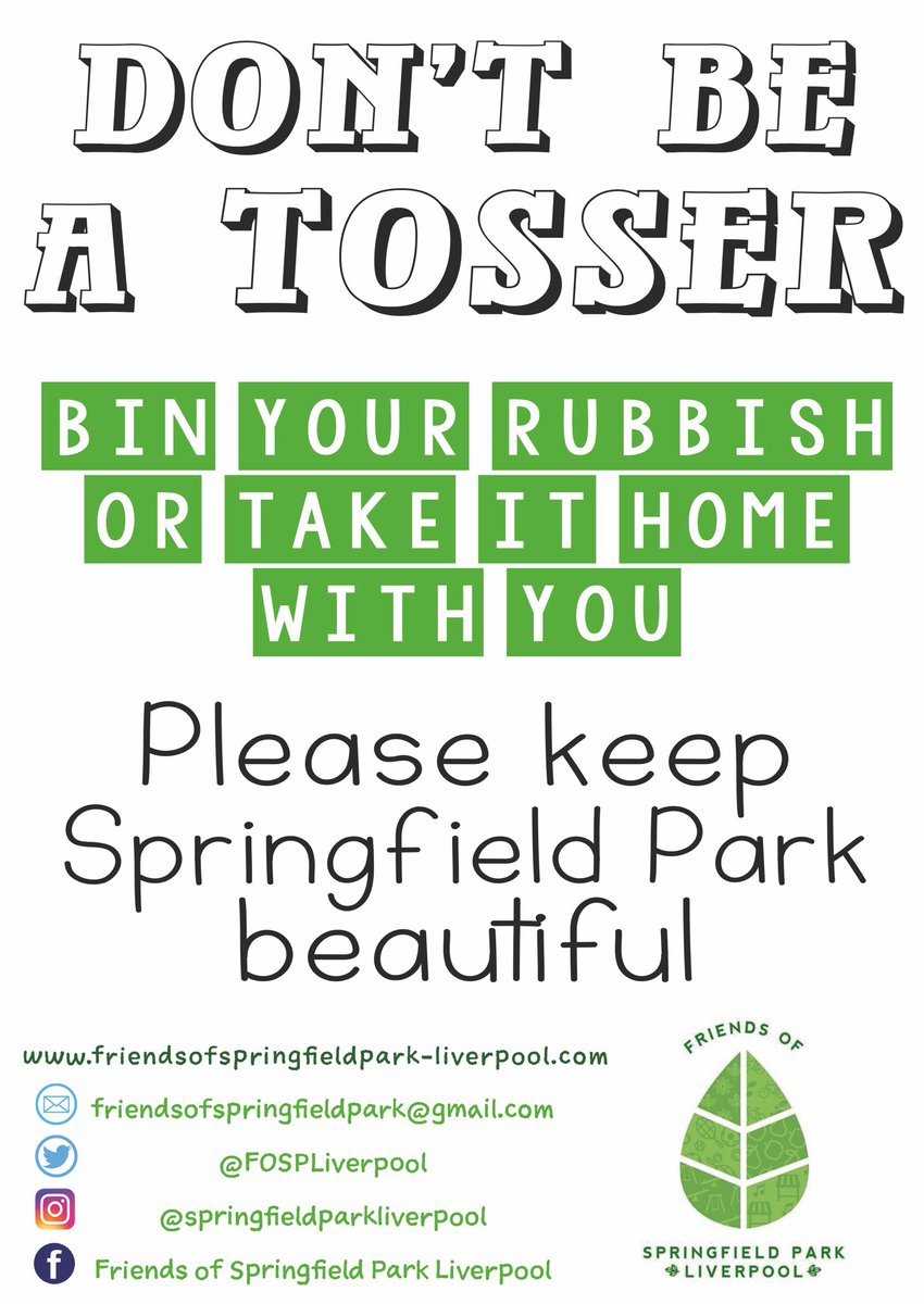 We’re pleased to say that we have customised the Tosser posters for 5 Liverpool and Sefton park and community groups! 

If you would like a Tosser poster made bespoke to your group, let us know! Here’s one we made for <a href="/FOSPLiverpool/">Friends Of Springfield Park</a> we look forward to seeing them in use!