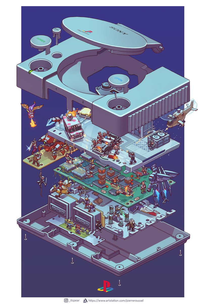 VideoArtGame's tweet photo. Exploded Consoles 💥️🎨

Artist: Pierre Roussel (ArtStation) https://t.co/nlvoEEMGiq